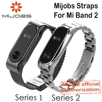 Mijobs Metal Strap For Xiaomi Mi Band 2 Straps Screwless Stainless Steel Bracelet Smart Band Replace Accessories For Mi Band 2
