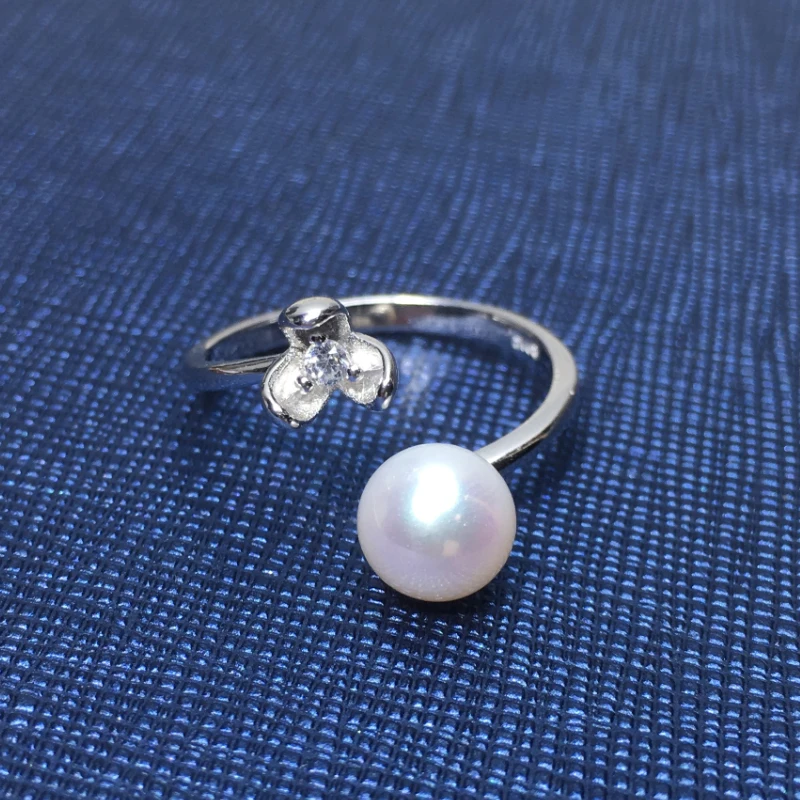 ZHBORUINI Flower Pearl Ring High Quality Pearl Jewelry Natural