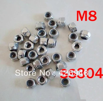

New 300pcs M8 Stainless steel nylon lock nut SUS304 self locking nut,SS304 Non-slip nuts,DIN985 standard