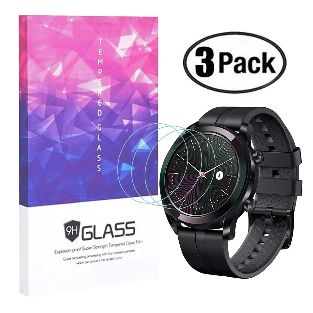 

3Pcs Tempered Glass Screen Protector for Huawei Watch GT Elegant 9H Hardness Scratch Proof Explosion-proof Protective Glass Film