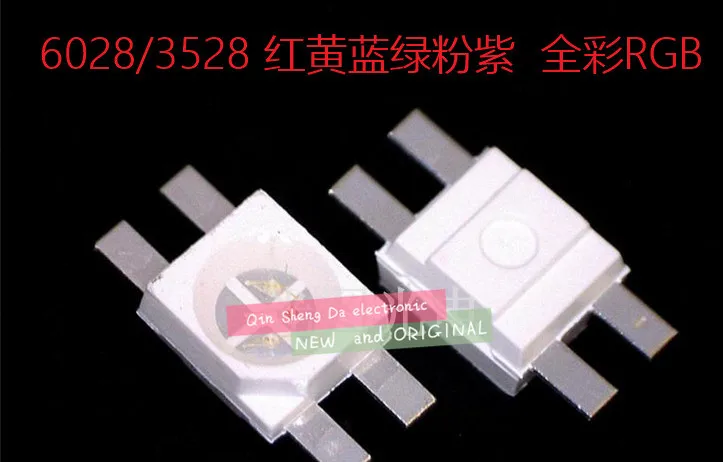 100 шт. SMD 3528/6028 RGB LED общий анод SMT чип триколор (красный зеленый синий) 1210 блеск вниз