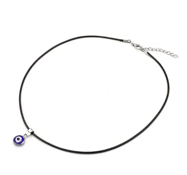 

Turkey Blue Evil Eyes Pendant Necklace Alloy Chain Rock Amulet Jewelry Leather Chain Handmade Enamel Evil Eyes Necklace Jewelry