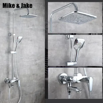 

Bathroom Rainfall Shower Faucet Set Single Handle Mixer Tap With Hand Sprayer Wall Mounted Bath Shower Multifunctional shower