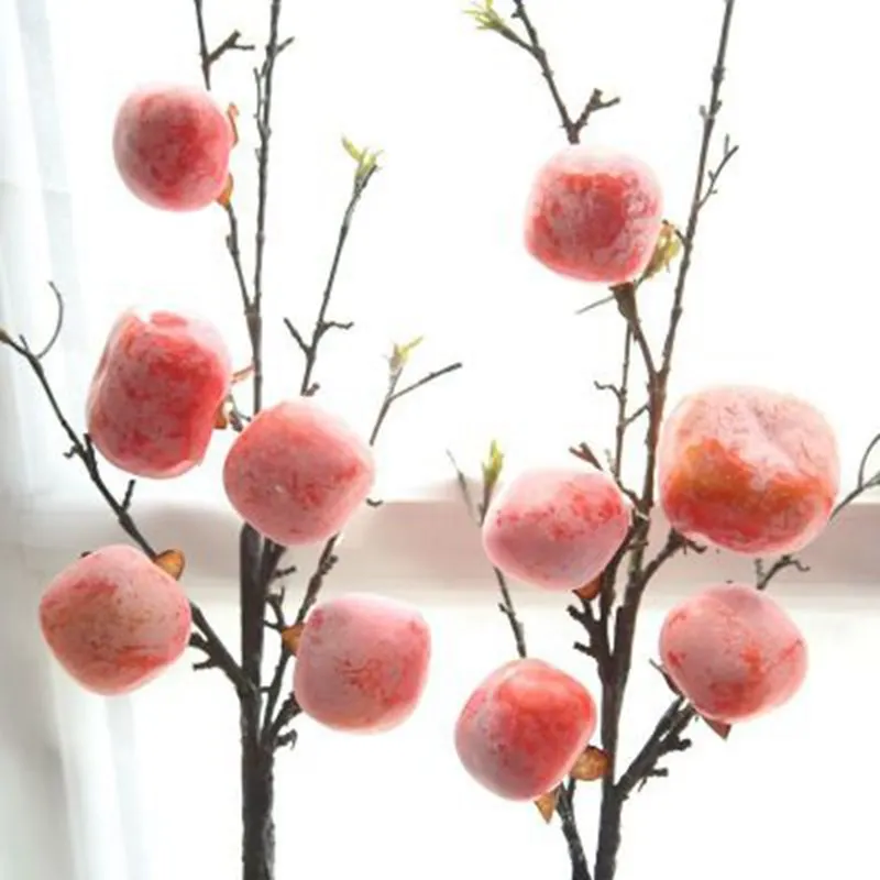 

High quality 88cm 1piece fake persimmon fruit artificial red bouquet for party home wedding Christmas decoration free shipping