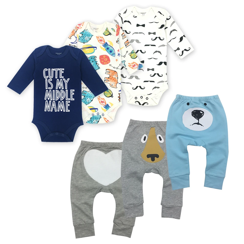  6Pieces/Lot Baby boy clothes summer kids clothes sets bodysuit+pants suit Star Printed Clothing new