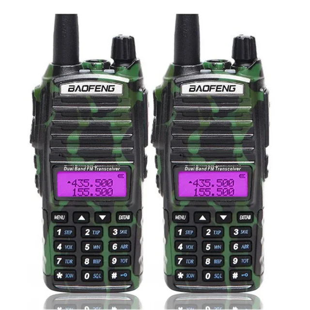 2 шт. Baofeng UV-82 5 Вт портативная рация VHF UHF Двухдиапазонный портативный приемопередатчик дальний CB двухстороннее радио UV82 для пеших прогулок - Цвет: camo no headset