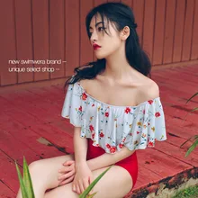 Купальный костюм для женщин; большие размеры; пляжный купальник для девочек в стиле ретро; пляжная одежда из двух предметов; Новинка года; однотонные купальные костюмы из спандекса; FMZXG