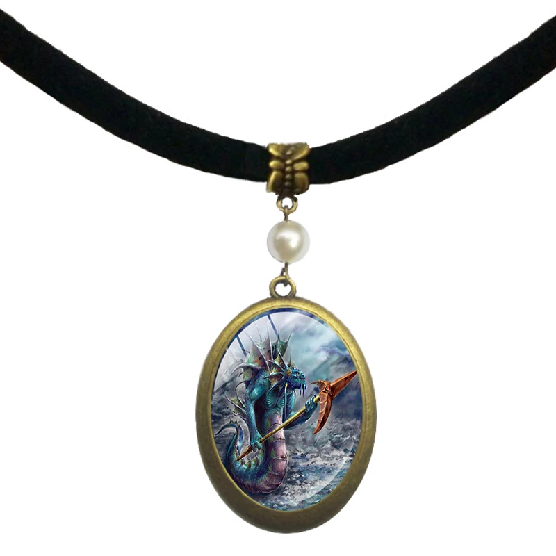  Dota 2 Long Pearl Necklace Black Velvet Dota Photo Women Jewelry Video Game Jewelry Personalized Br