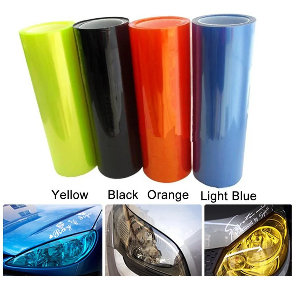 

30 x 100cm PVC Car Foil Film Auto Vehicle Tail light Headlight Wrap Sticker Decal Purple Blue Red Yellow Black Brown