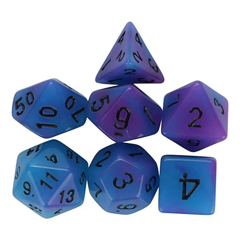 7pcs dice Luminous Digital Dice For TRPG Game Dungeons & Dragons Polyhedral D4-D20 Multi Sided Acrylic Dice #2h07 (1) - 