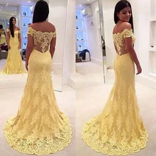 Beauty Emily Sexy Lace Yellow Long Evening Dresses 2019 for Women Formal Party Prom Dresses Mermaid Backless 