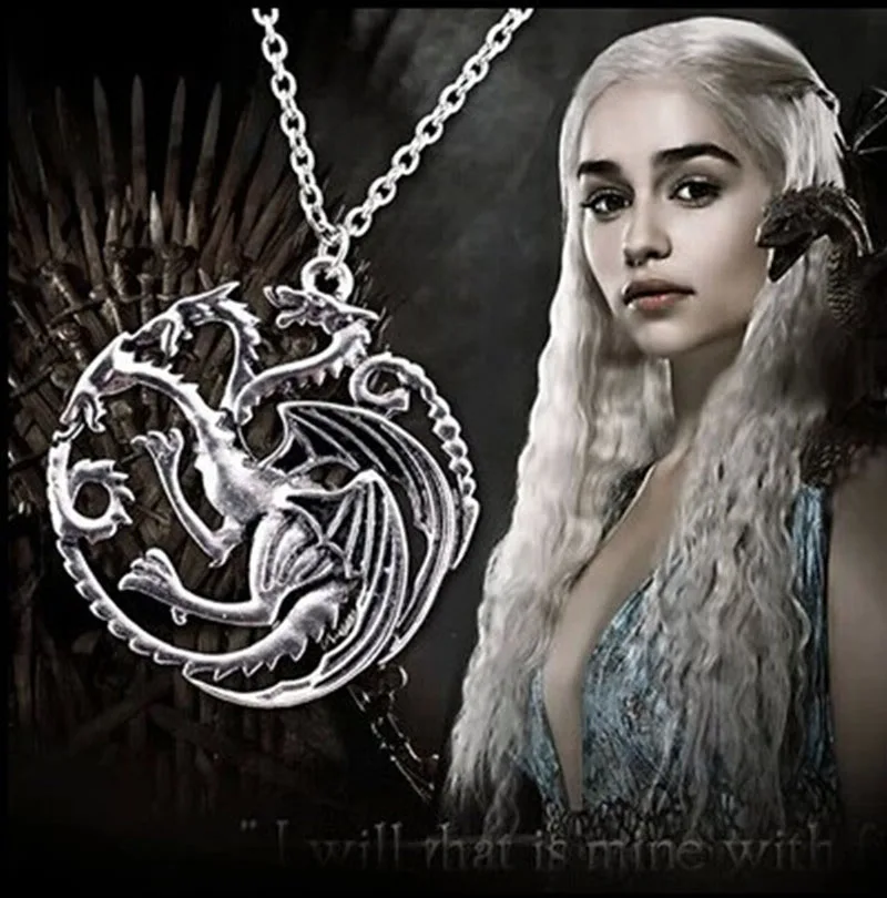 

Valentine's Day Gift The Song Of Ice And Fire Game Of Thrones Daenerys Targaryen Dragon Badge Link Chain Necklace