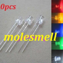 100 шт, 5 мм красный желтый синий зеленый белый плоский светодиодный широкоугольный яркий светодиодный s 20 шт каждого цвета