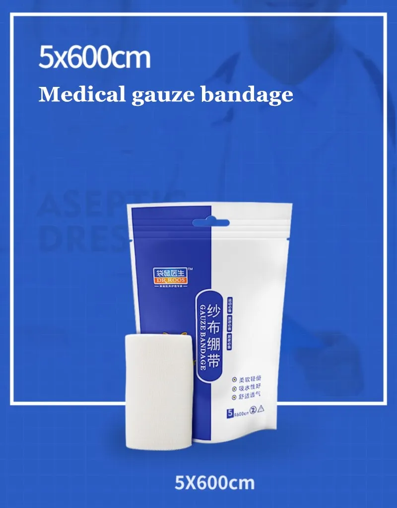 DR. ROOS 1 рулон 5 см X 6 м медицинский марлевый бандаж бинт первой помощи медицинские принадлежности уход за здоровьем перевязку для бандажа ран