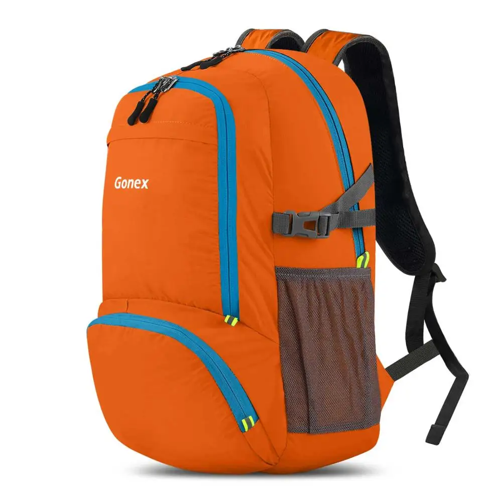 Gonex 30L сверхлегкий рюкзак складной городской рюкзак для школы, путешествий, пеших прогулок, спорта на открытом воздухе, черный нейлон 210D для мужчин и женщин - Цвет: Orange