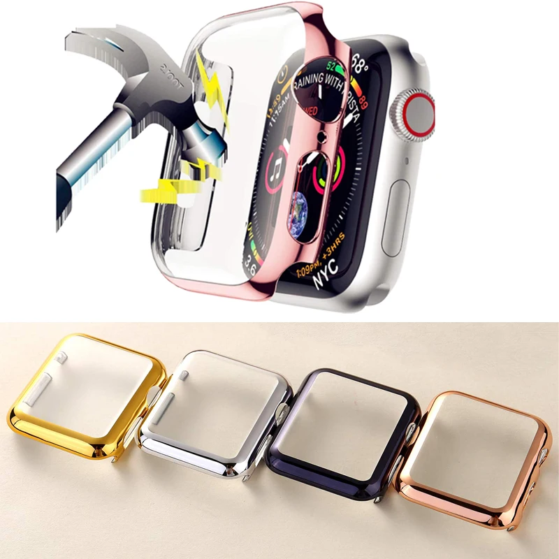 full Screen protector Bumper Ultra thin PC hard Case for Apple watch Series 3/2 38MM 42MM cover Band for iwatch 4 5 40mm 44mm