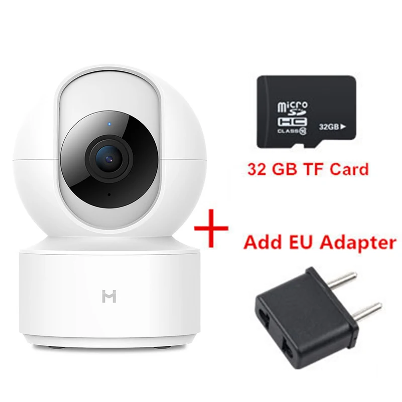 A EU Plug 32GB SD Xiaomi Mijia камера s умный дом камера 1080P HD WiFi Беспроводная IP камера 360 Угол видео CCTV Ночная веб-камера PTZ Безопасности Mornitor - Цветной: A EU Plug 32GB SD