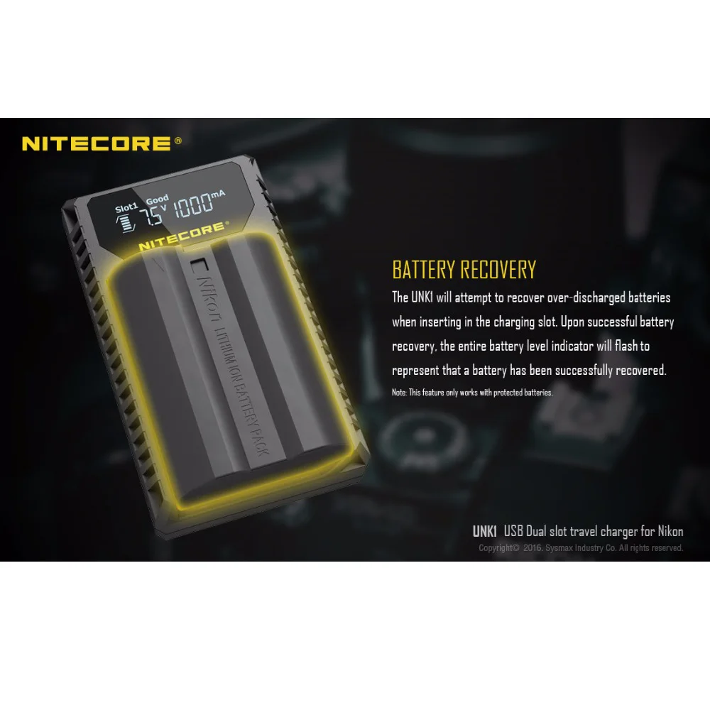 Nitecore UNK1 цифровое USB зарядное устройство для аккумуляторов Nikon EN-EL14, EN-EL14a и EN-EL15-Совместимо с Nikon D7000 D3100 D750