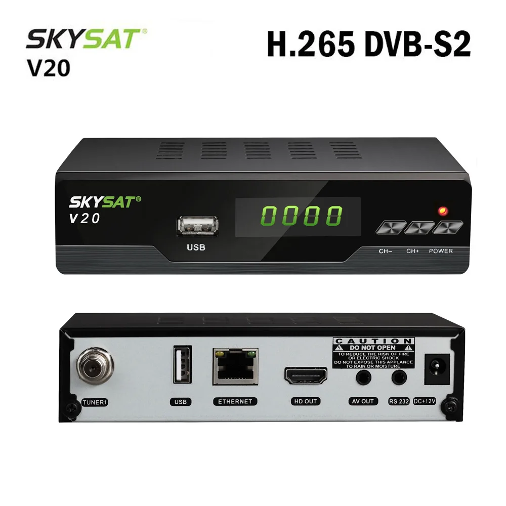 

SKYSAT V20 DVB-S2 Satellite Receiver RJ45 H.265 Support CCCam Newcam Xtream IPTV m3u Youtube Autoroll Powervu Auto Biss TV Box
