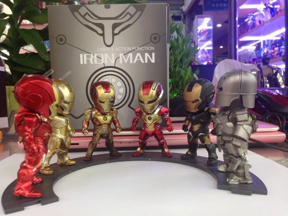 Iron Man Action Figure Mini Egg Attack light 6pcs/set Action Figures ... - Iron Man Action Figure Mini Egg Attack Light 6pcs Set Action Figures PVC BrinqueDos Collection Figures