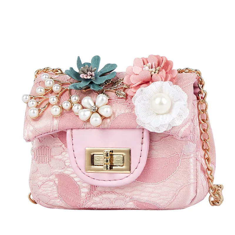 

Fashion Cute Small Girl's Flower Messenger Bag Mini Designer Children Lace Flap Crossbody Bag Princess Shoulder Bag Kids Handbag
