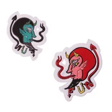 Нашивки для одежды, красный, зеленый, дьявол, нашивка для мотоцикла, вышивка, железо-на заказ, нашивка, металлическая, музыкальная наклейка для куртки