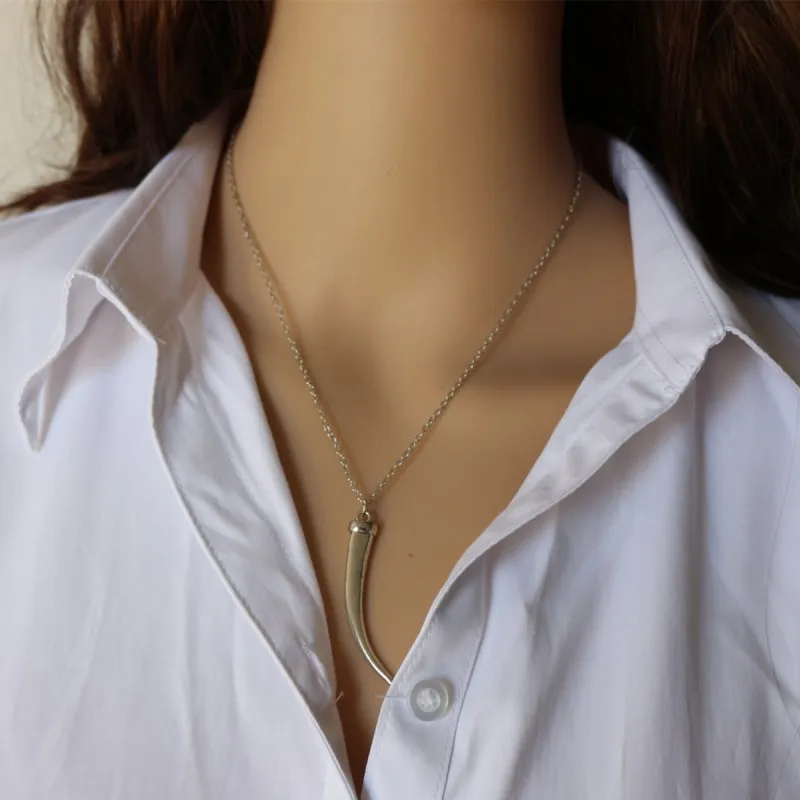 2018-New-Arrival-Horn-Pendant-Necklaces-For-Women-Short-Chain-collar-mujer-Fashion-Jewelry-Bijoux-Trendy