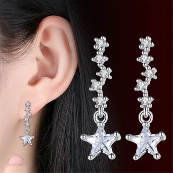 

Fashion brand bucket star earrings female temperament personality silver jewelry pentagonal star Drop Earrings 20MM