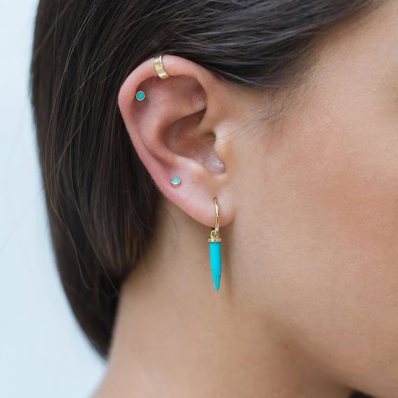 

925 Sterling silver anti allergy tiny mini bezel cz turquoises stud 3mm girl women gift multiple minimal earring