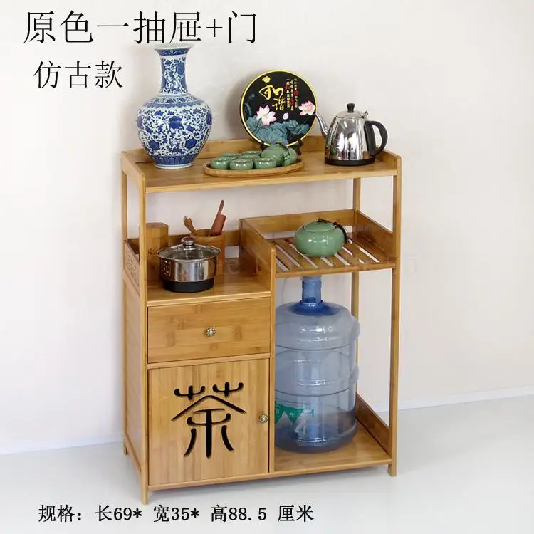 Simple bamboo sofa side mini coffee table tea rack tea cabinet removable side cabinet tea table corner table burning table