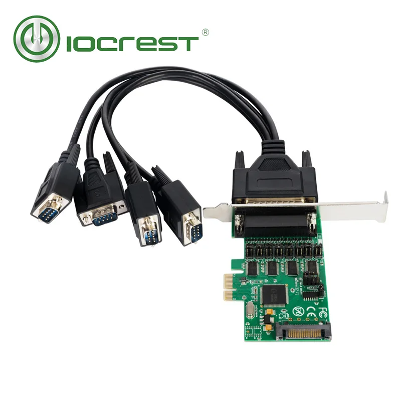 IOCREST 4 DB-9 Последовательный rs232 порты pcie контроллер карты с 1 ttl порт с вентилятором кабель