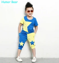L’humour Ours enfants vêtements ensemble étoiles garçons mis bébé fixe à court t-shirt + pantalon 2 pcs set vêtements enfants costume 2-six Années