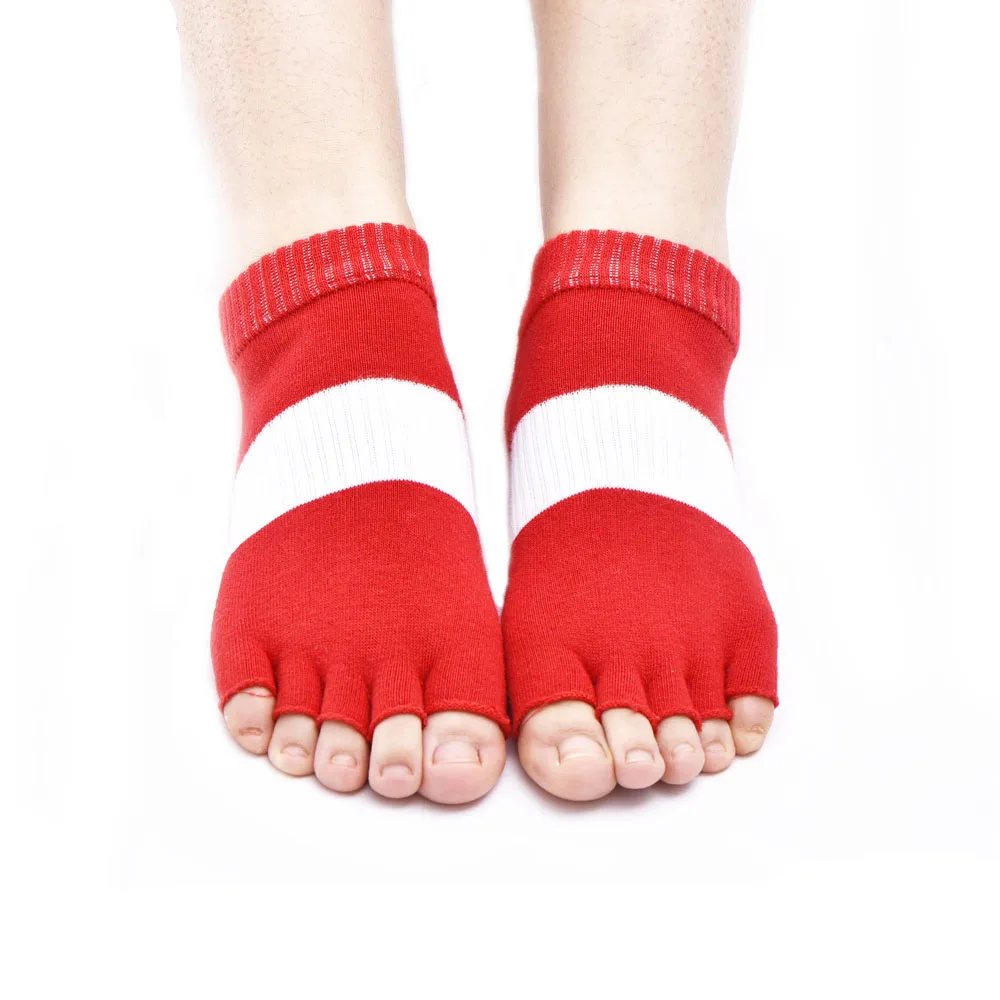 Buy 3Pair Non Slip Peep Toe Anti Slip Pilates Ankle Sock Durable Open Half Five