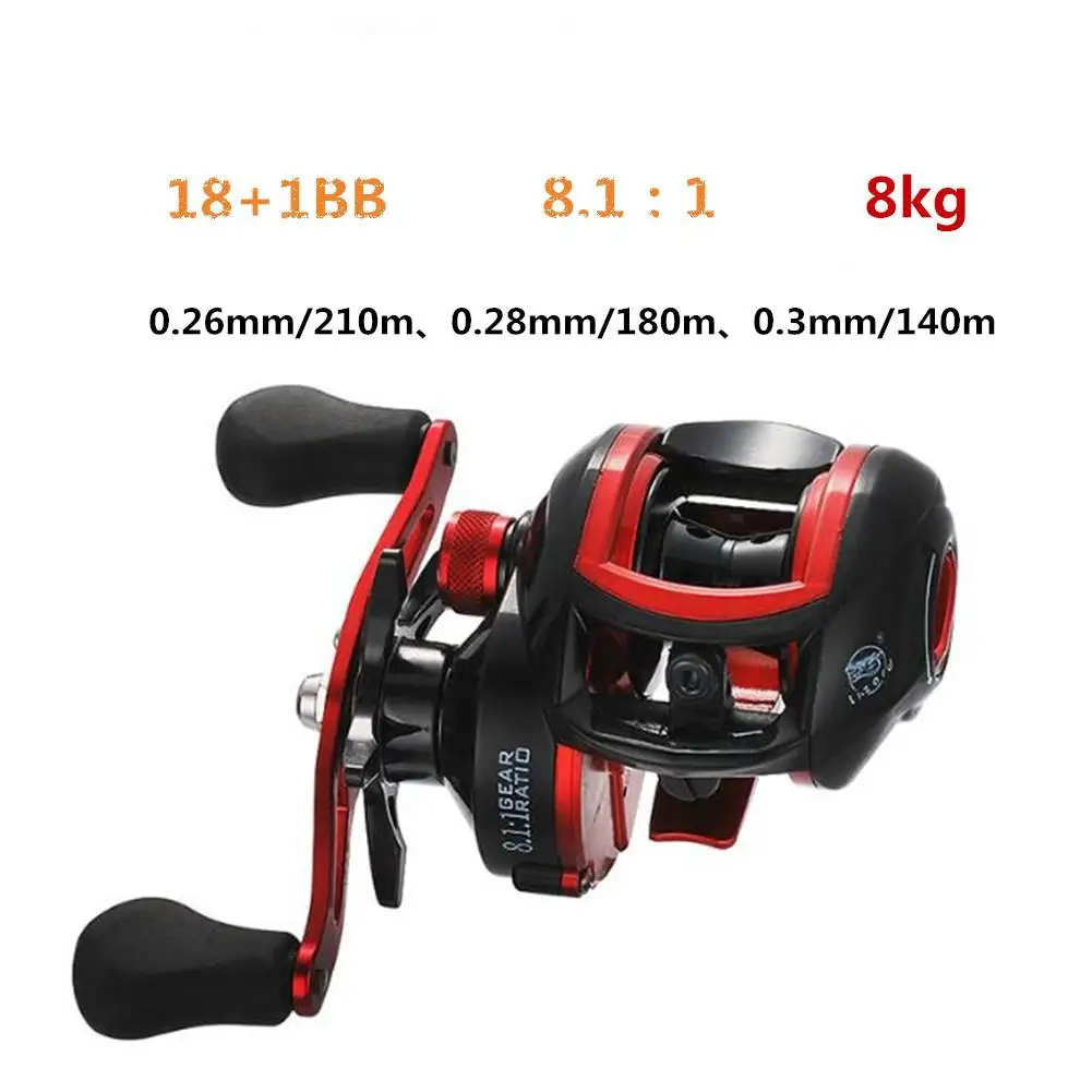 Mounchain 18 * 1BB المعادن Baitcasting الصيد بكرة 8.1: 1 نسبة تسديدة بعيدة اليسرى/اليد اليمنى الصيد عجلة الطعم الصب الصيد بكرة
