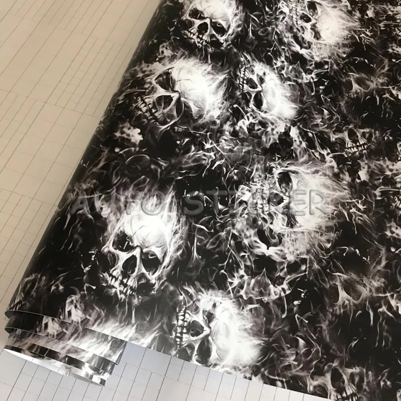 Black white skull camouflage vinyl car wraps 1