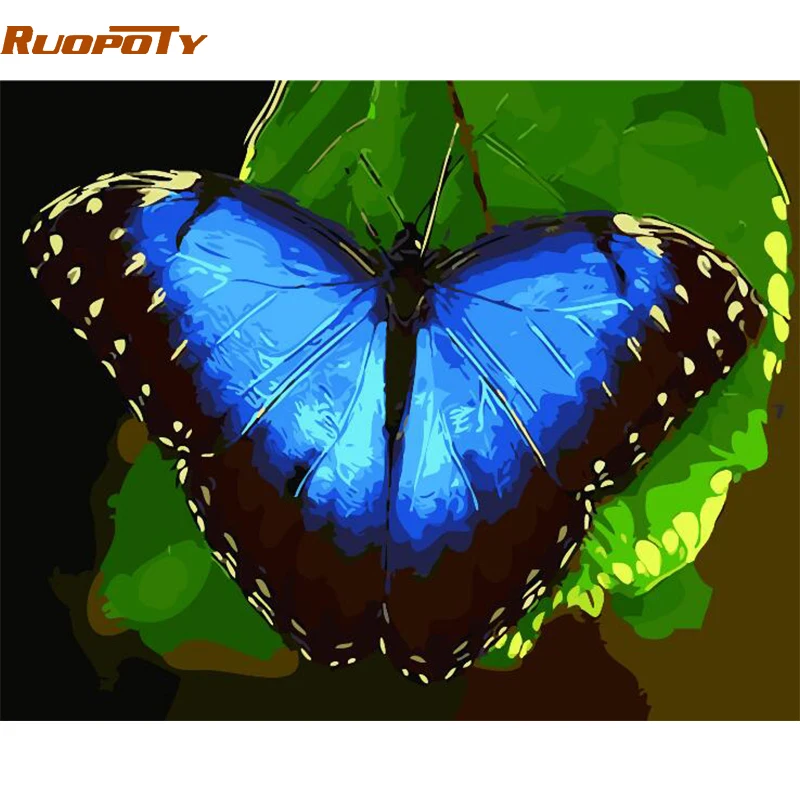 

RUOPOTY Frame Butterfly DIY Painting By Numbers Animals Modern Wall Art Paint By Numbers Unique Gift For Home Decor 40x50cm Arts
