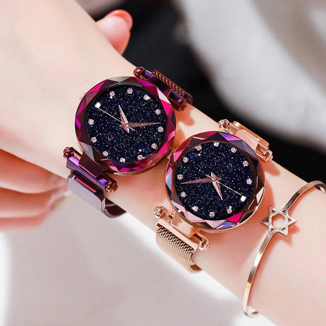 Luxury Diamond Rose Gold Women Watches Starry Sky Magnetic Mesh Ladies Quartz Wrist Watch For relogio feminino montre femme 2018 3