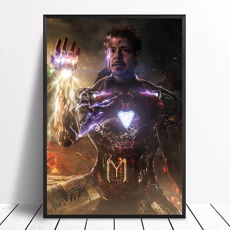 

Avengers Endgame Iron Man Thanos Infinity Gauntlet Movie Poster Home Decor Wall Decor Wall Art Cnavas Print