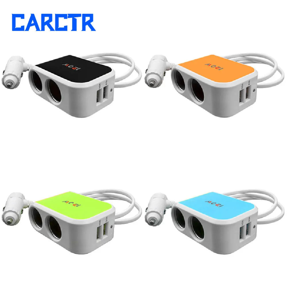 

Car Cigarette Lighter High-power 120W One- to-Two Car Cigarette Lighter USB Holder Auto Vehicle Power Splitter 4 Colors 287