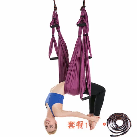 Dark Purple Высокопрочный декомпрессионный гамак Йога пояс анти-Гравитация Aeria Йога-гамак Спорт Тренажерный зал Висячие ремни - Цвет: Dark Purple