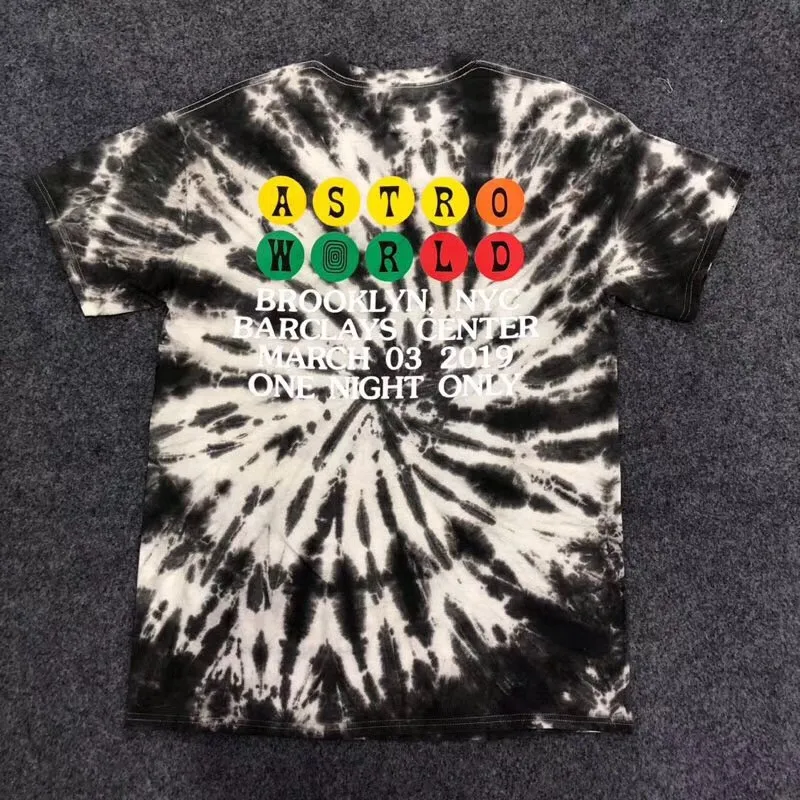 Новая ASTROWORLD Трэвиса Скотта TIE DYE футболка с длинным рукавом для мужчин и женщин 1:1 лучшее качество мода Casaul ASTROWORLD футболки