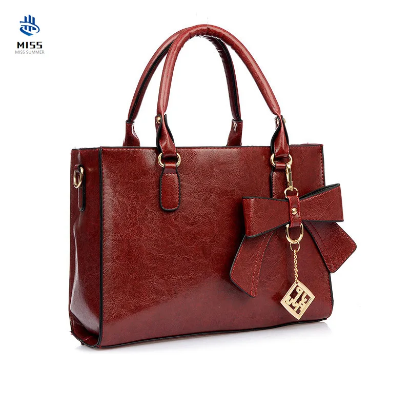 

Luxury designer 2019 new Korean version Tide women's retro bow Pu shoulder bag Diagonal handbag
