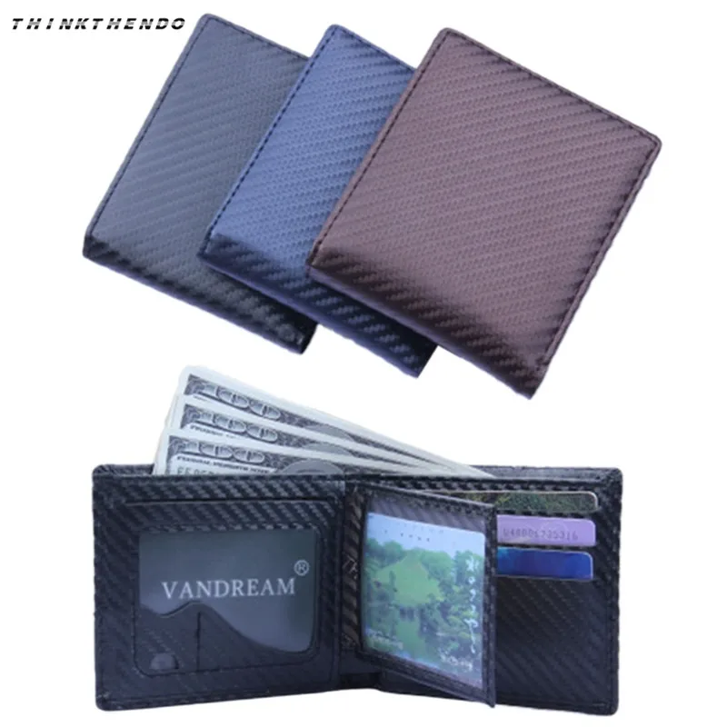 

THINKTHENDO Fashion Men's Bifold Leather Small Short Wallet ID Credit Card Case Holder Mini Purse Clutch Bag New High Quality