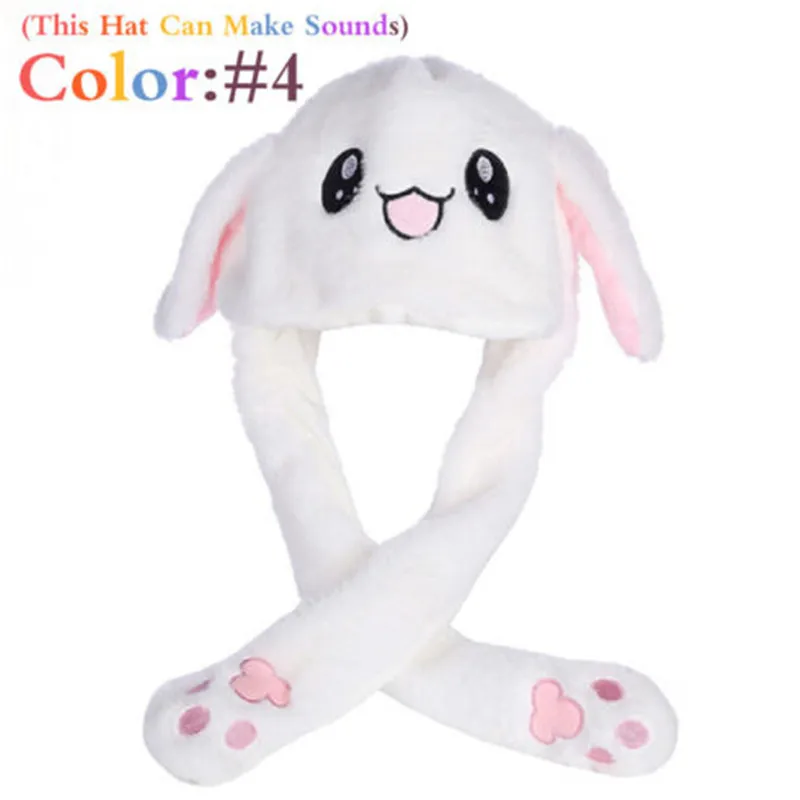 Забавная плюшевая шапка с заячьими ушами шапочка кролик с подушкой безопасности прыжки уха подвижный подарок - Цвет: 4