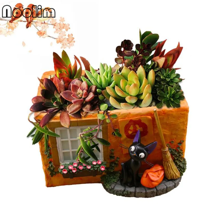 

Resin Japanese Cartoon Jiji Cat Windowsill Micro Landscape Flowerpot Flower Pot Creative Personality Flowerpot Home Office Decor