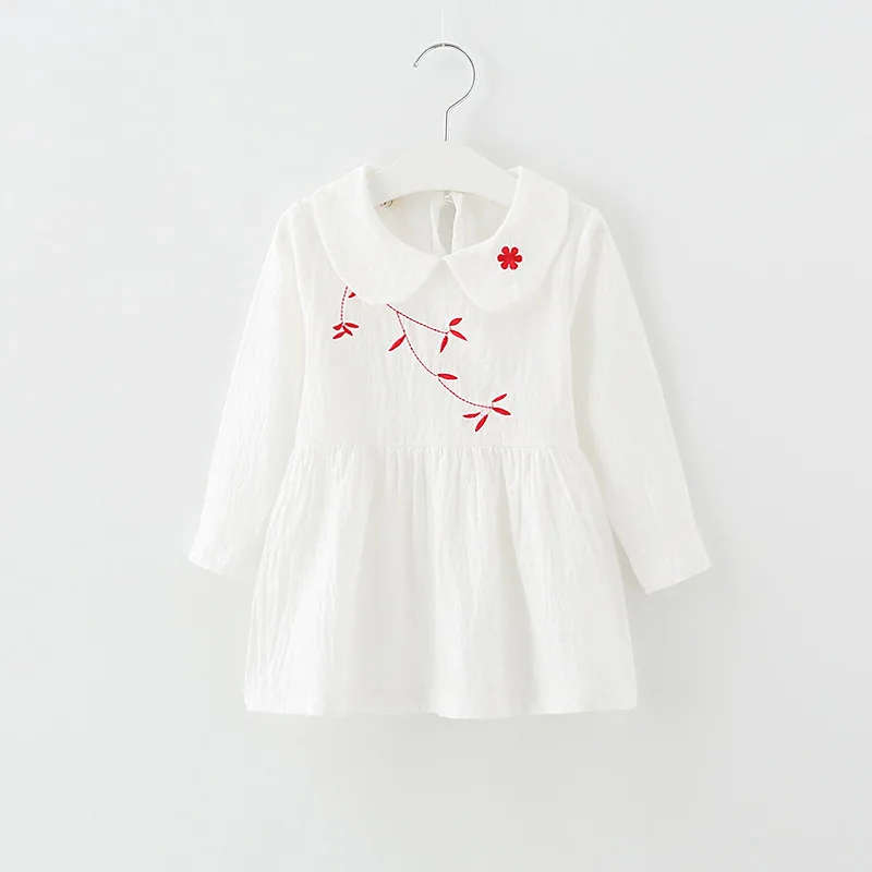 

spring girls dress baby clothes cotton embroidery Flower 2017