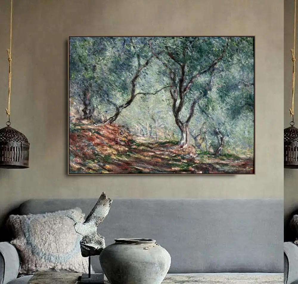 

Olive tree in Moreno garden by Monet Posters Print Canvas Painting Calligraphy Wall Pictures for Living Room Bedroom Home Decor