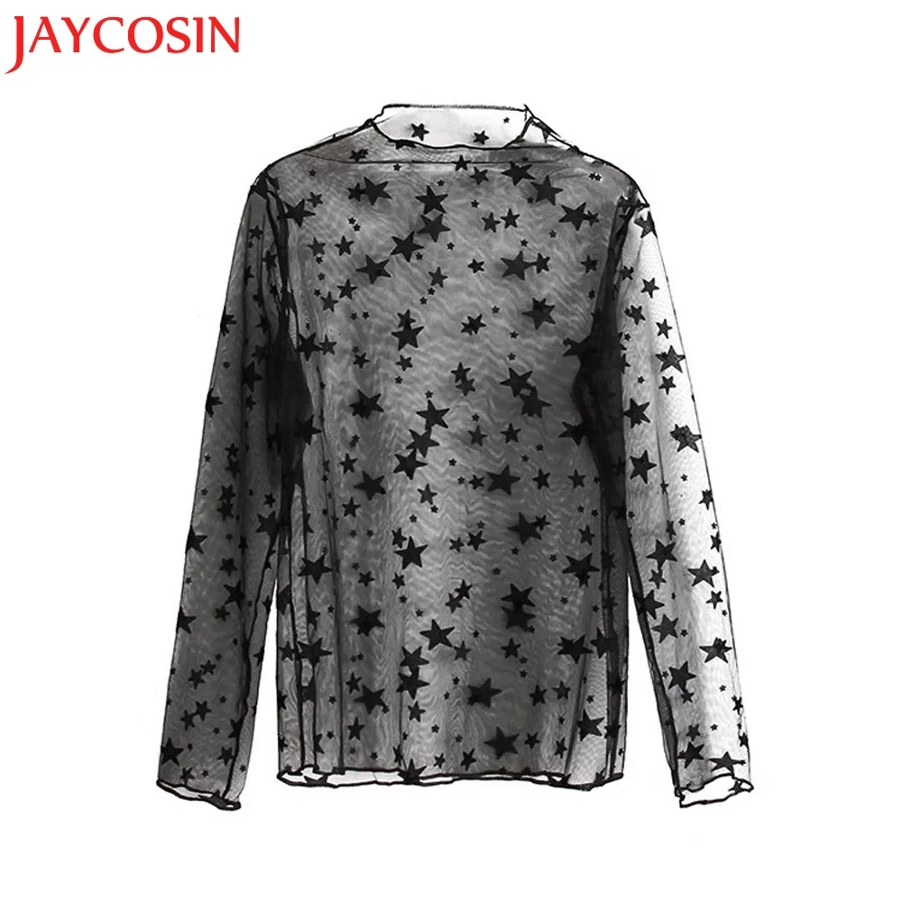 JAYCOSIN SIF хит 2017 женская рубашка с длинным рукавом открытая Кружевная блуза новинка