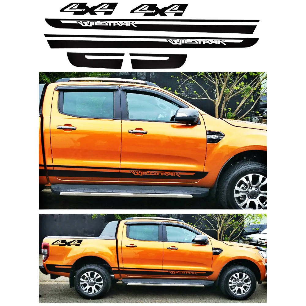 custom for Ford ranger sticker 6pc 4X4 wildtrak stripe styling car side