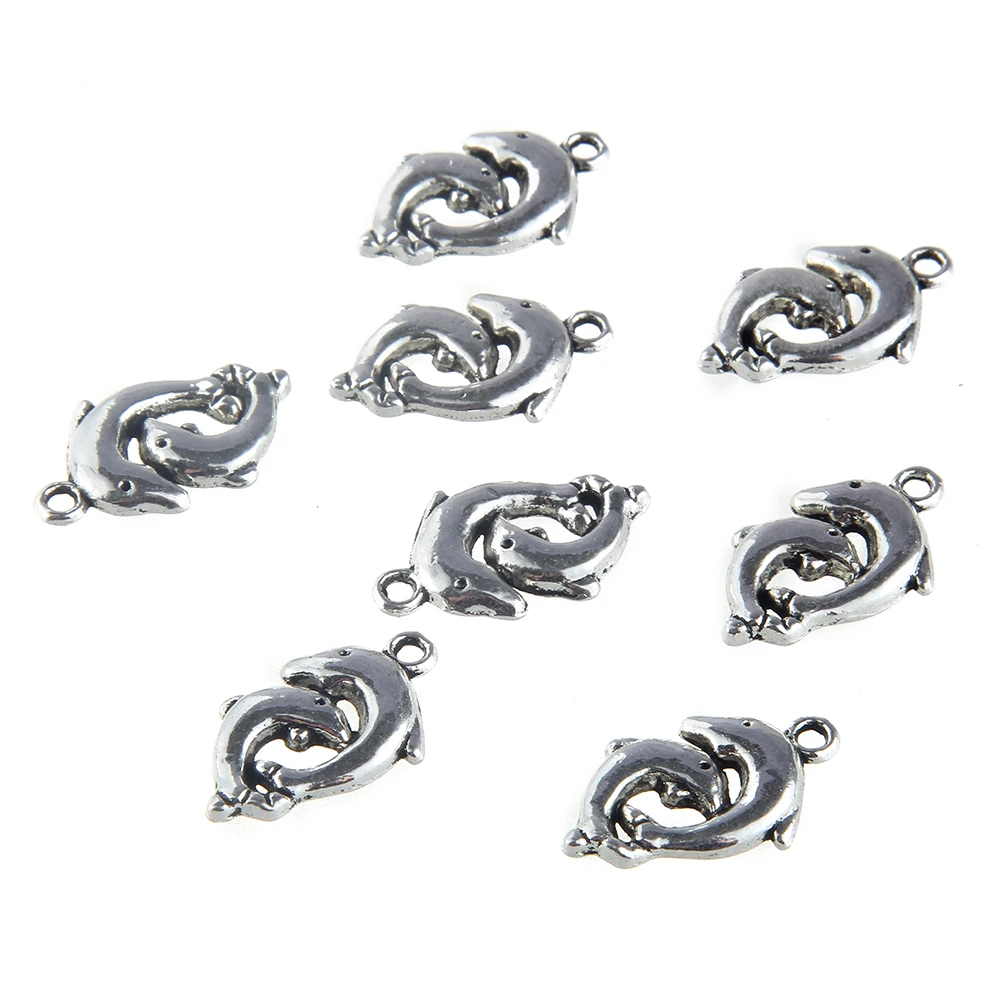 

20pcs Charms Two lovely dolphin 22*13mm Vintage Tibetan Silver Making pendant fit DIY bracelet necklace Accessories